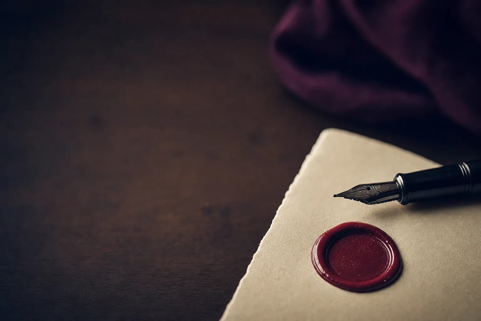 Red wax seal on cream paper beside a fountain pen, representing a court-required estate bond